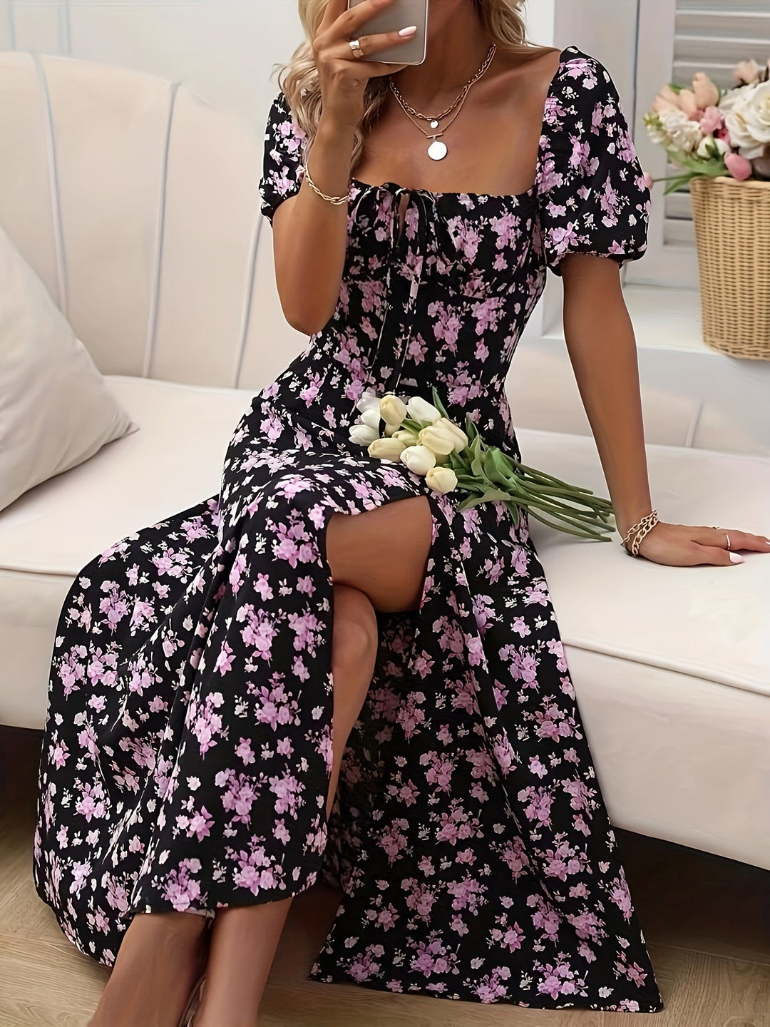 DELACROIX | Robe Élégante Florale Chloé