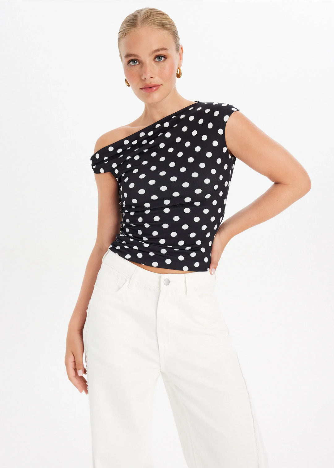 DELACROIX | TOP ASYMÉTRIQUE À POIS