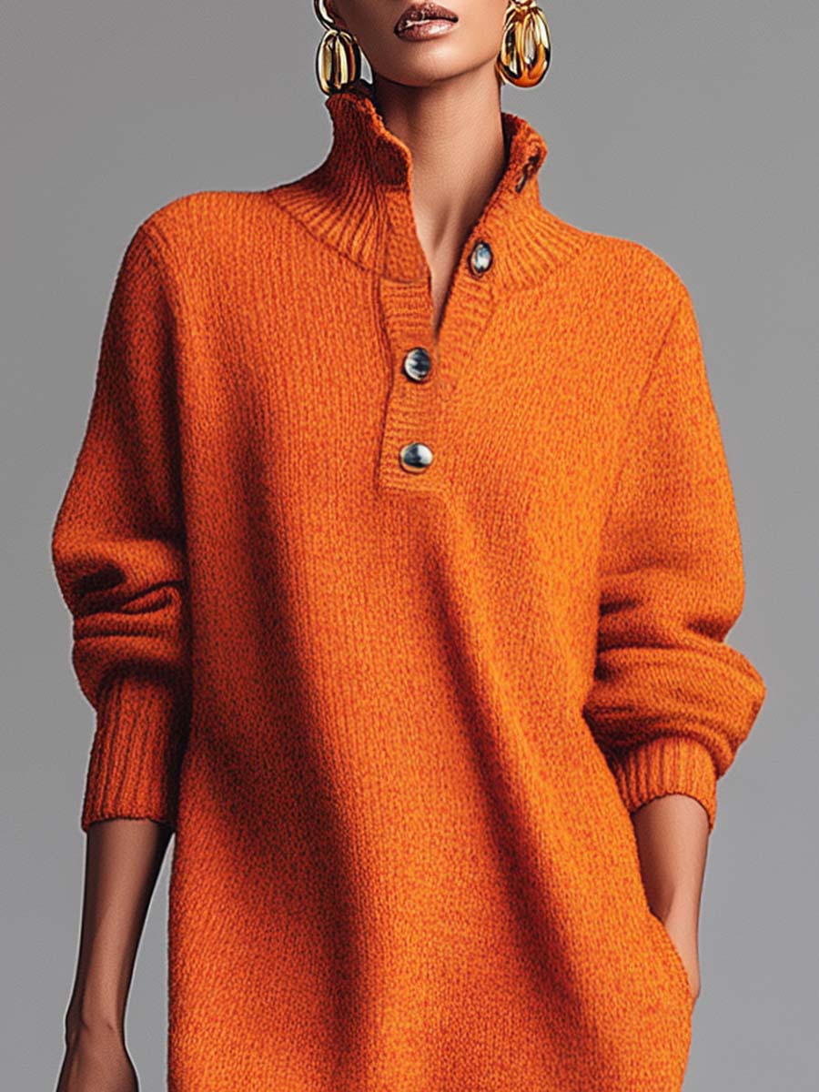 DELACROIX | ROBE PULL À COL BOUTONNÉ